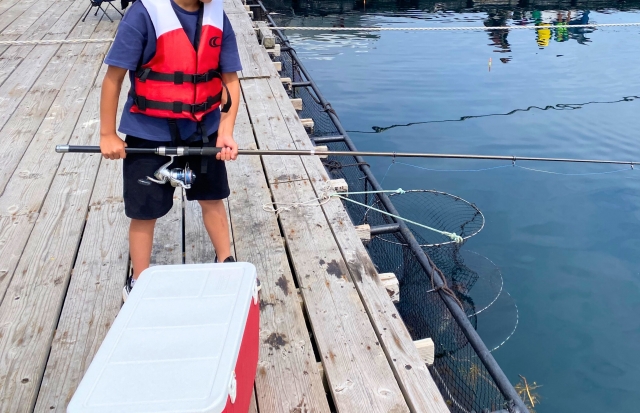 釣り堀での釣り